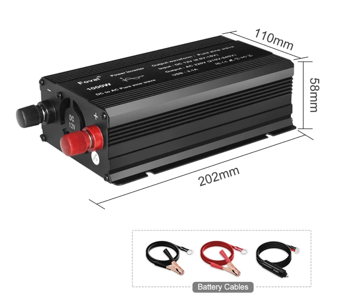 inverter a onda sinusoidale pura DC 12V a AC 220V 230V 1000W/1500W/2200W/2600W - Tecnoexperts